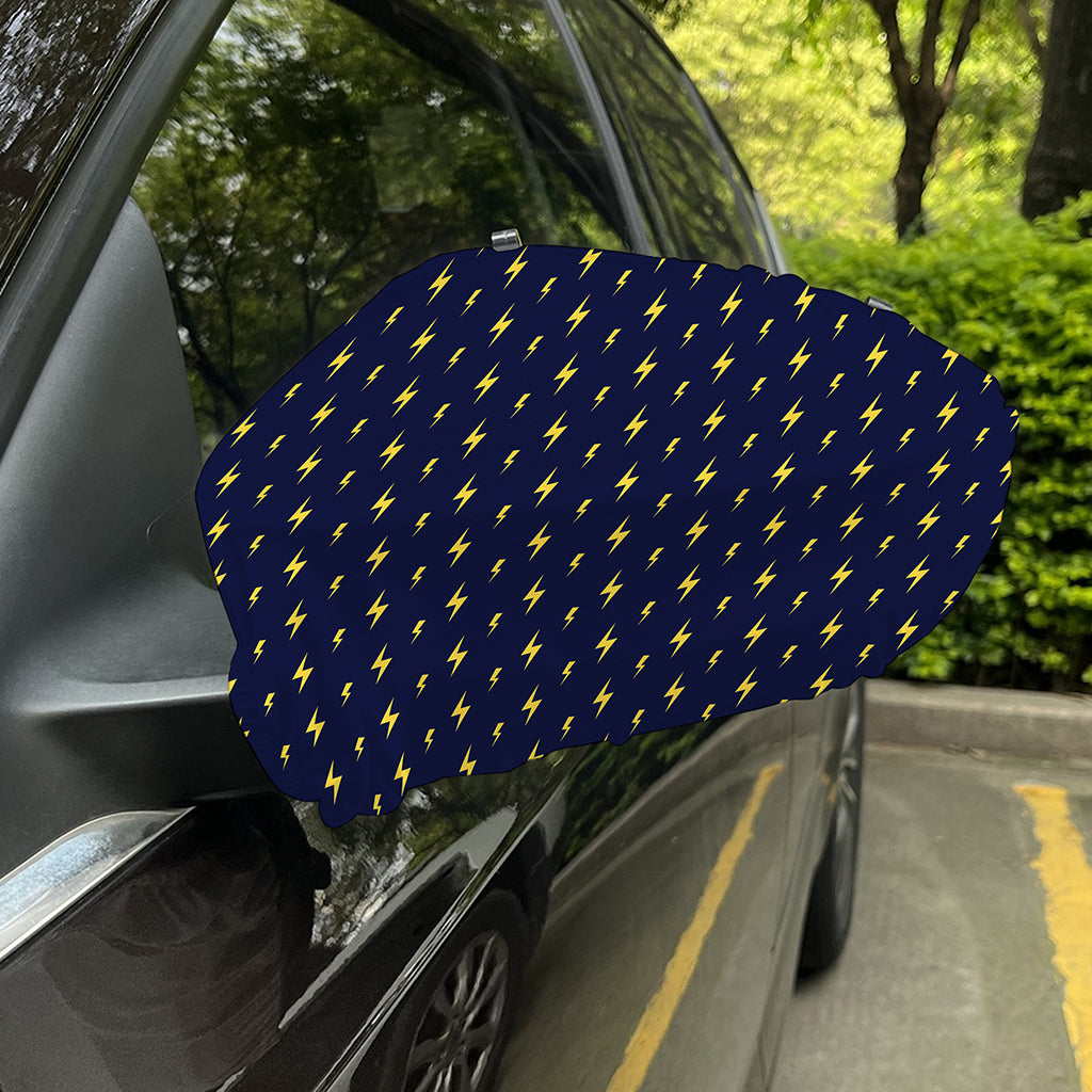 Yellow Lightning Bolts Pattern Print Car Side Mirror Covers