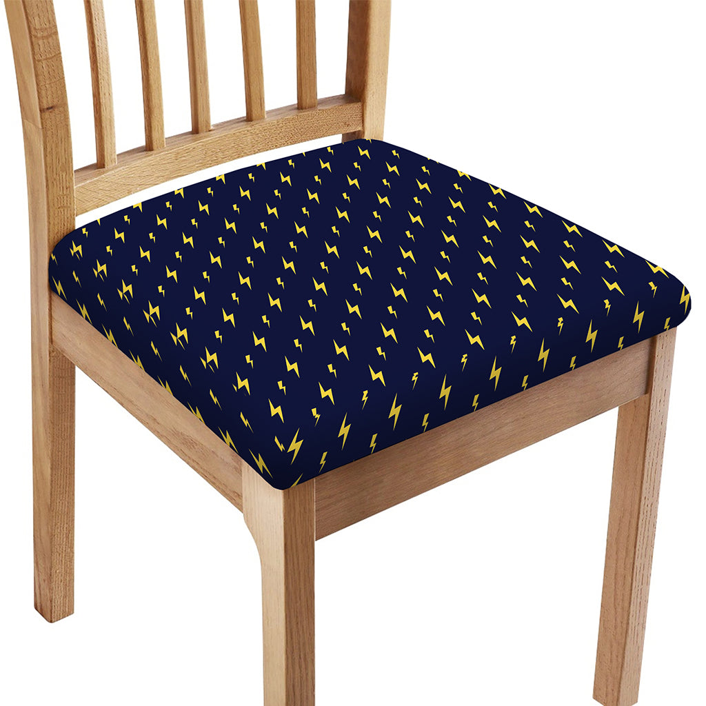 Yellow Lightning Bolts Pattern Print Chair Cushion Cover