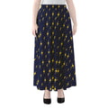 Yellow Lightning Bolts Pattern Print Chiffon Maxi Skirt