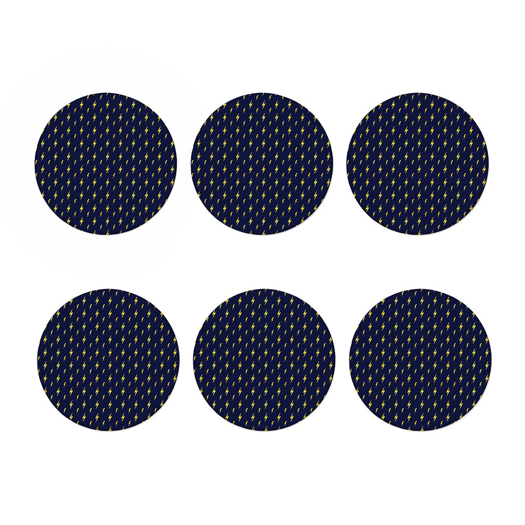 Yellow Lightning Bolts Pattern Print Coaster Set