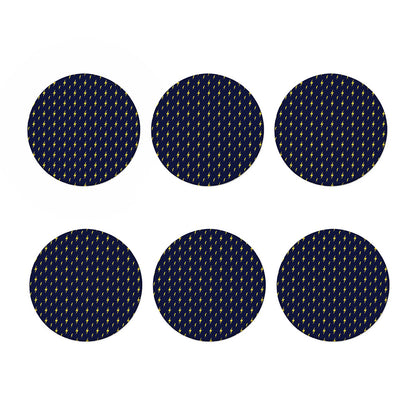 Yellow Lightning Bolts Pattern Print Coaster Set