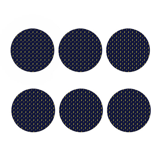 Yellow Lightning Bolts Pattern Print Coaster Set