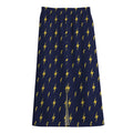 Yellow Lightning Bolts Pattern Print Cotton Front Slit Maxi Skirt