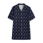 Yellow Lightning Bolts Pattern Print Cotton Hawaiian Shirt