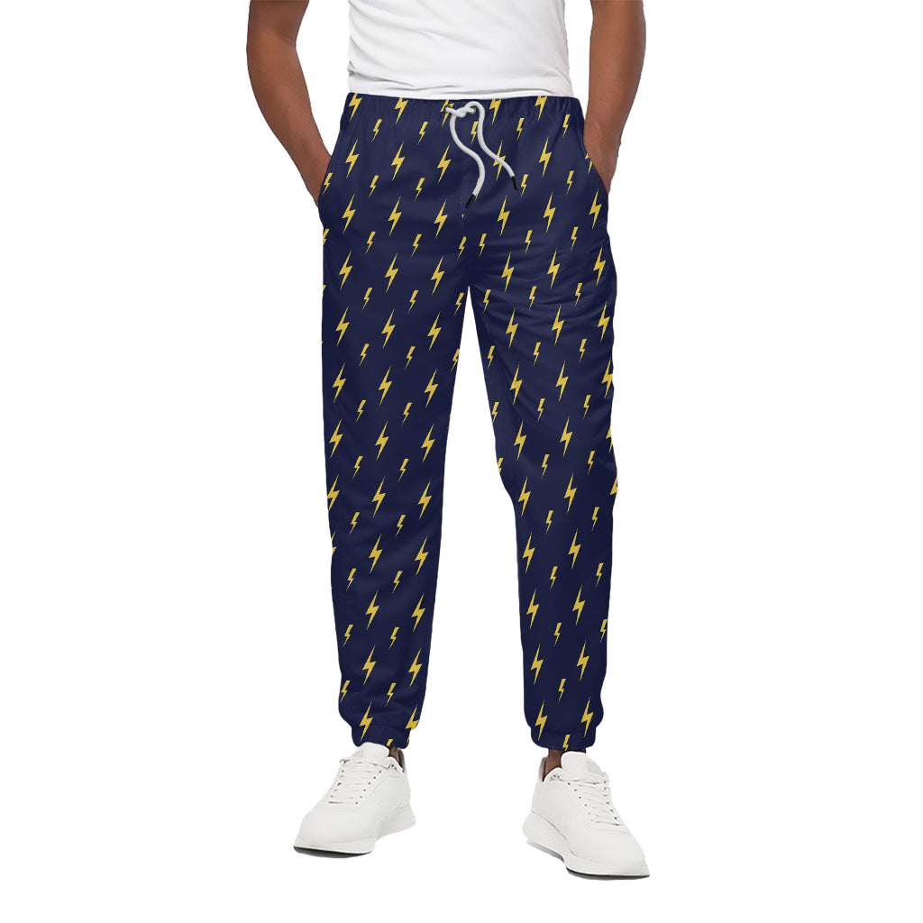 Yellow Lightning Bolts Pattern Print Cotton Pants