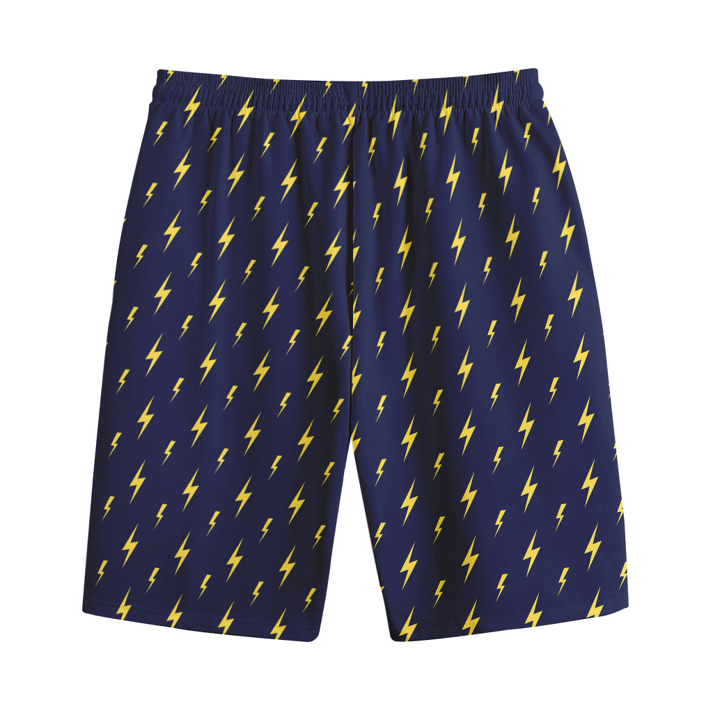 Yellow Lightning Bolts Pattern Print Cotton Shorts