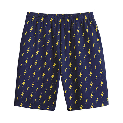 Yellow Lightning Bolts Pattern Print Cotton Shorts