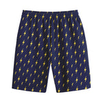 Yellow Lightning Bolts Pattern Print Cotton Shorts