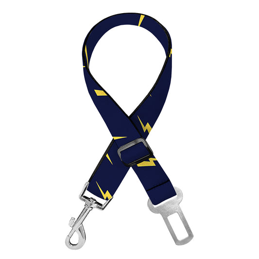 Yellow Lightning Bolts Pattern Print Dog Seat Belt
