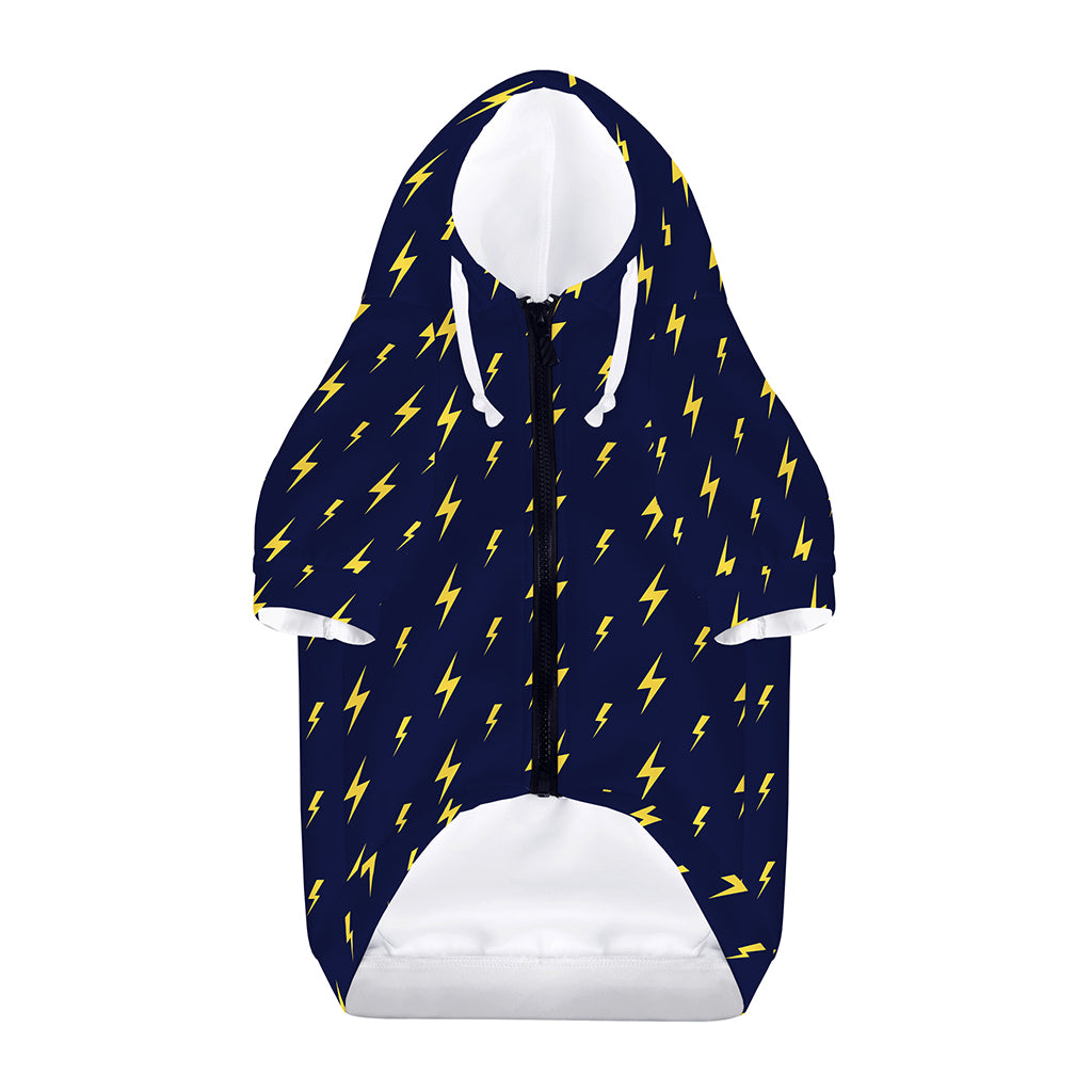 Yellow Lightning Bolts Pattern Print Dog Zip Up Hoodie