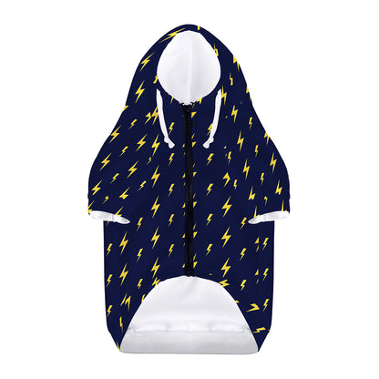 Yellow Lightning Bolts Pattern Print Dog Zip Up Hoodie