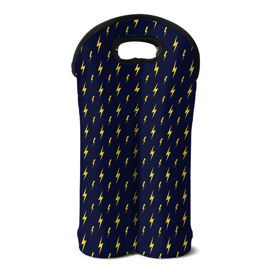 Yellow Lightning Bolts Pattern Print Double Neoprene Wine Tote