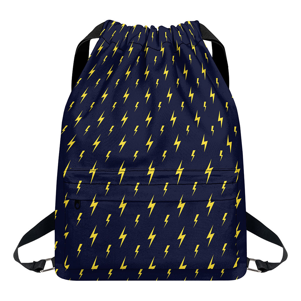 Yellow Lightning Bolts Pattern Print Drawstring Backpack