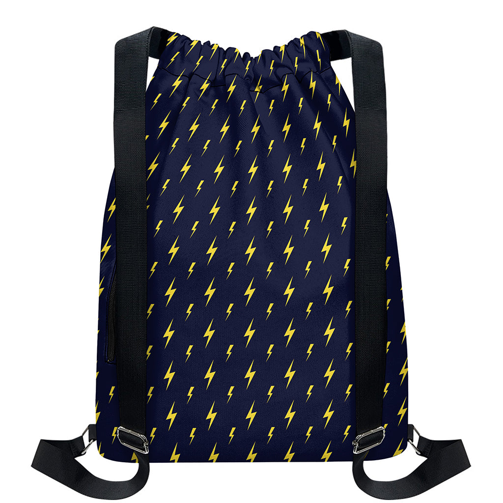 Yellow Lightning Bolts Pattern Print Drawstring Backpack