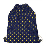 Yellow Lightning Bolts Pattern Print Drawstring Bag