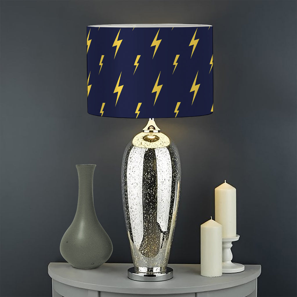 Yellow Lightning Bolts Pattern Print Drum Lamp Shade