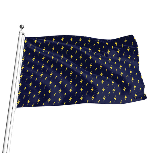 Yellow Lightning Bolts Pattern Print Flag