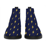 Yellow Lightning Bolts Pattern Print Flat Ankle Boots