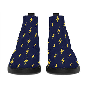 Yellow Lightning Bolts Pattern Print Flat Ankle Boots