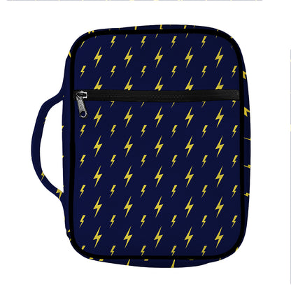 Yellow Lightning Bolts Pattern Print Front Pocket Bible Bag