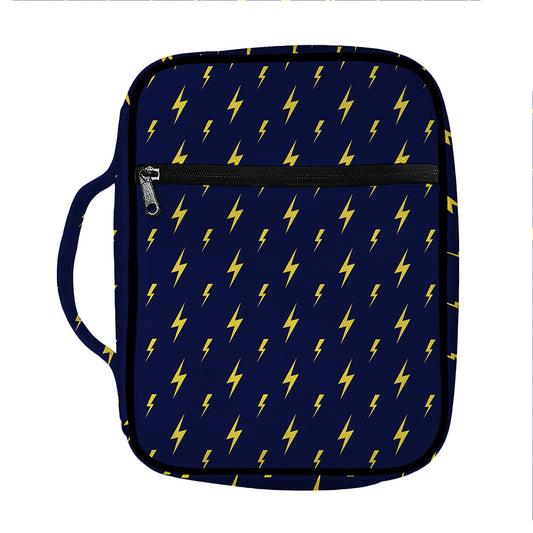 Yellow Lightning Bolts Pattern Print Front Pocket Bible Bag