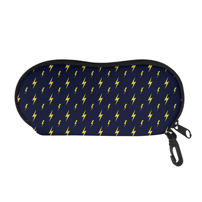 Yellow Lightning Bolts Pattern Print Glasses Case