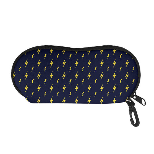 Yellow Lightning Bolts Pattern Print Glasses Case