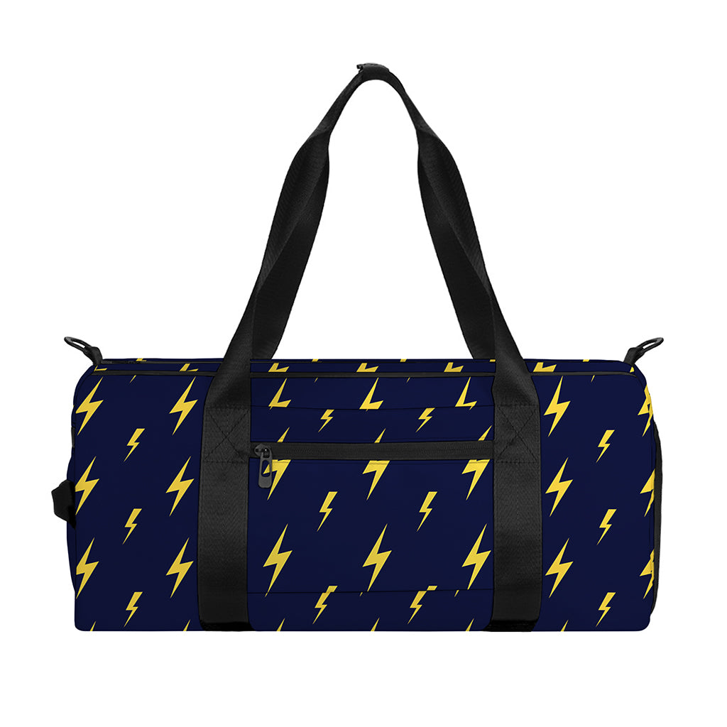 Yellow Lightning Bolts Pattern Print Gym Bag