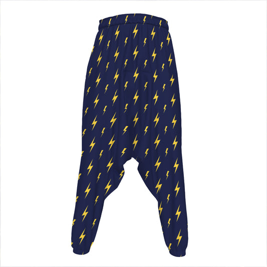 Yellow Lightning Bolts Pattern Print Hammer Pants