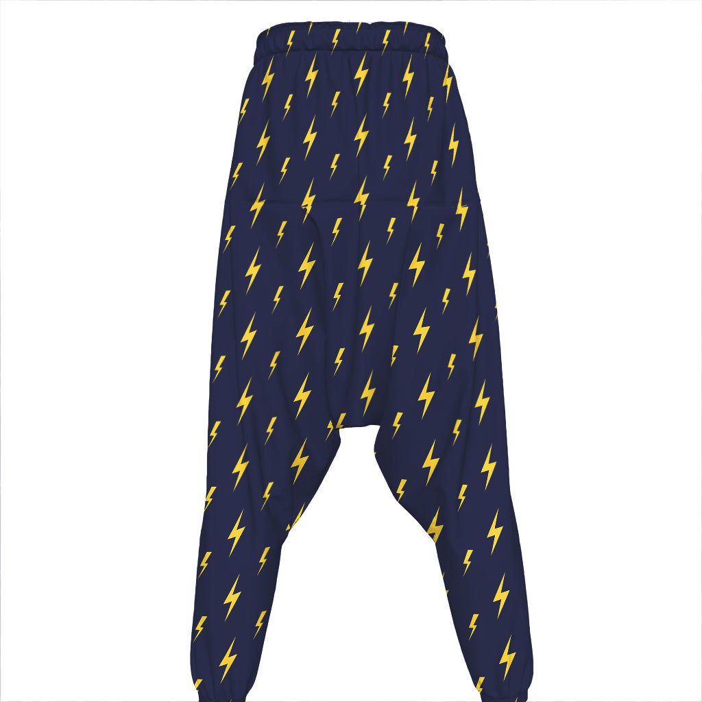 Yellow Lightning Bolts Pattern Print Hammer Pants