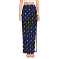 Yellow Lightning Bolts Pattern Print High Slit Maxi Skirt