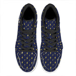 Yellow Lightning Bolts Pattern Print High Top Leather Sneakers