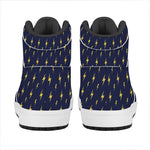 Yellow Lightning Bolts Pattern Print High Top Leather Sneakers