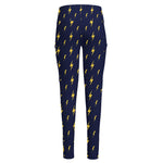 Yellow Lightning Bolts Pattern Print High-Waisted Pocket Leggings