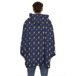 Yellow Lightning Bolts Pattern Print Hoodie Blanket