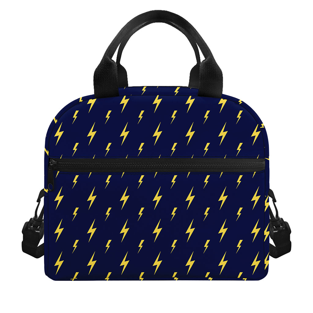 Yellow Lightning Bolts Pattern Print Insulated Lunch Bag