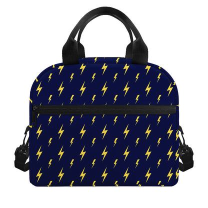 Yellow Lightning Bolts Pattern Print Insulated Lunch Bag
