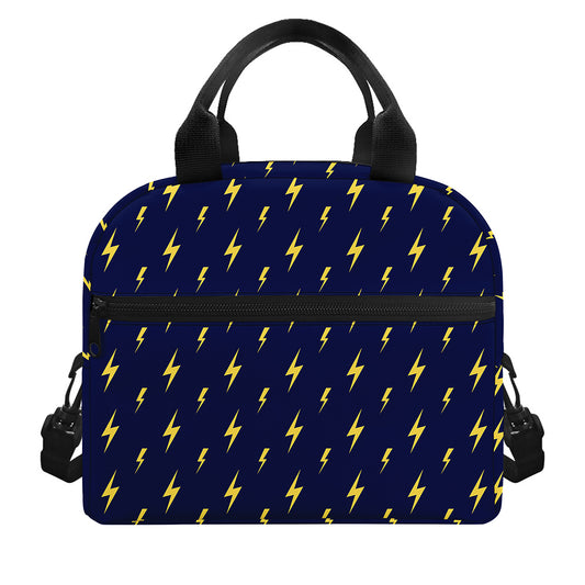 Yellow Lightning Bolts Pattern Print Insulated Lunch Bag