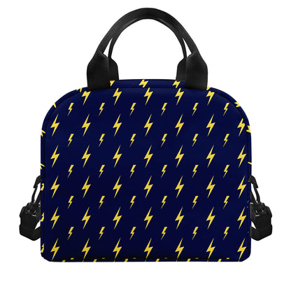Yellow Lightning Bolts Pattern Print Insulated Lunch Bag