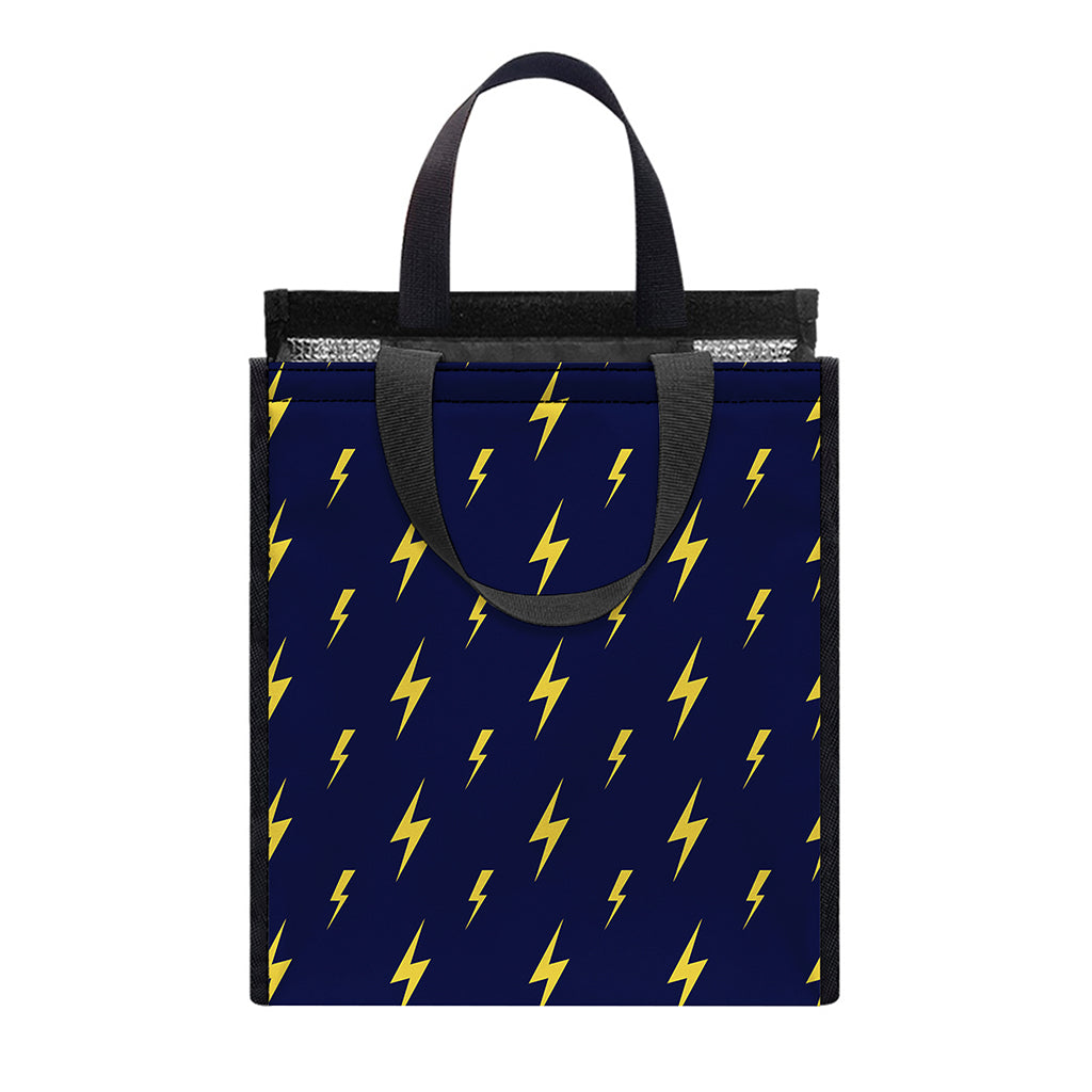 Yellow Lightning Bolts Pattern Print Insulated Lunch Tote