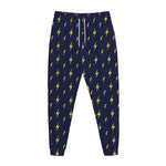 Yellow Lightning Bolts Pattern Print Jogger Pants