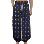 Yellow Lightning Bolts Pattern Print Lantern Pants