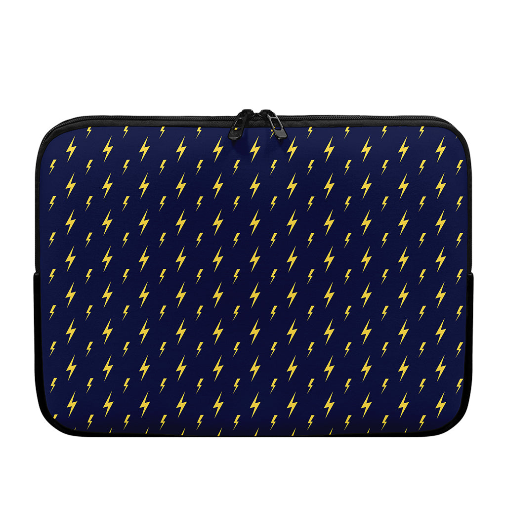 Yellow Lightning Bolts Pattern Print Laptop Sleeve