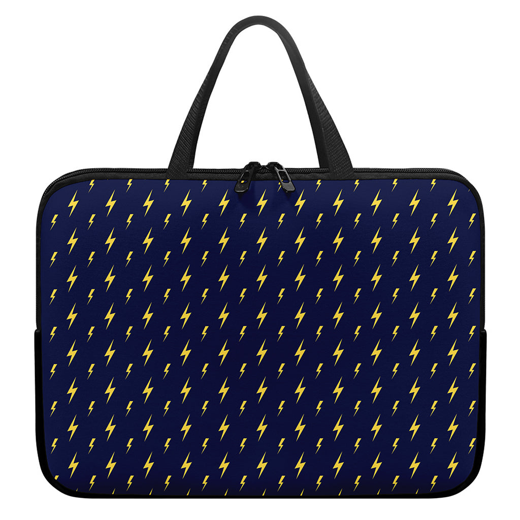 Yellow Lightning Bolts Pattern Print Laptop Sleeve With Handle