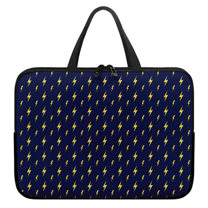 Yellow Lightning Bolts Pattern Print Laptop Sleeve With Handle