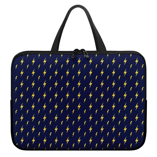 Yellow Lightning Bolts Pattern Print Laptop Sleeve With Handle