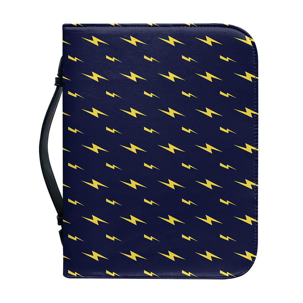 Yellow Lightning Bolts Pattern Print Leather Bible Cover