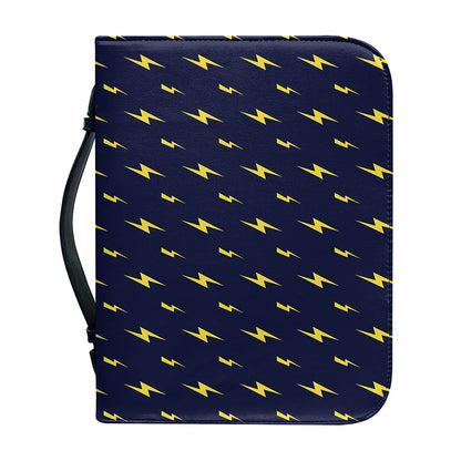 Yellow Lightning Bolts Pattern Print Leather Bible Cover