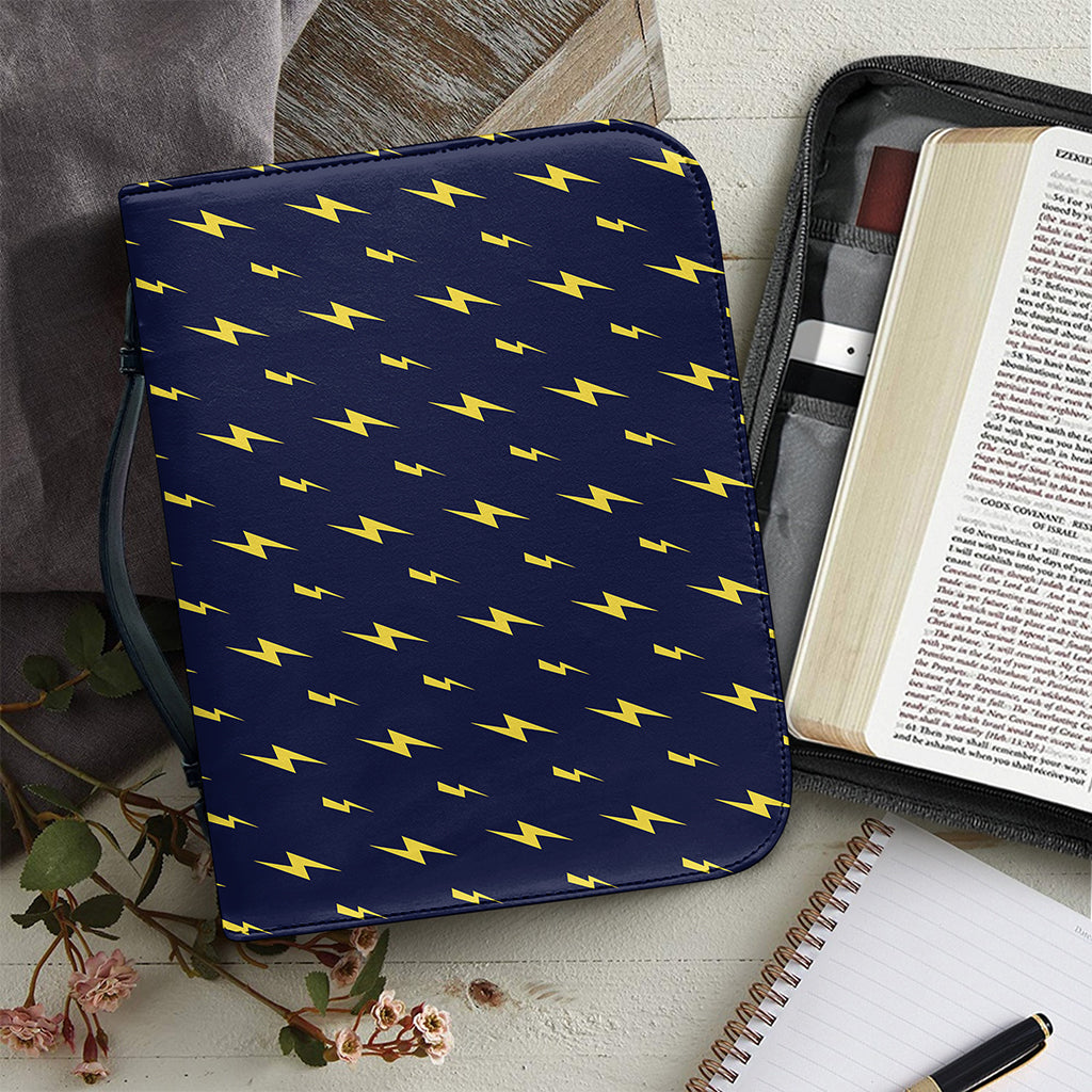 Yellow Lightning Bolts Pattern Print Leather Bible Cover