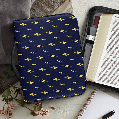 Yellow Lightning Bolts Pattern Print Leather Bible Cover